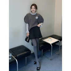 批发法式灰色针织连衣裙子秋季2025新款韩系巨好看早秋穿搭一整套装裙