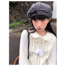 批发嘿山姥姥 娃娃领兔毛毛球打底衫女秋冬甜美<b class='q'>可爱</b>软糯柔软针织上衣