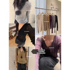 批发AJSTUDIO正版2025冬季新款破边V领修身微透韩系温柔风打底<b class='q'>针织衫</b>