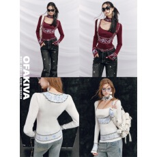 批发OfAkiva“发布会”费尔岛方领毛<b class='q'>针织衫</b>女复古提花辣妹长袖打底衫