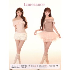 批发软织甜梦 软糯一字肩两穿荷叶边缎面绑带羊毛针织上衣