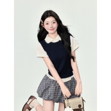 批发笨比甜Sweety miu系学院风套装女夏小个子polo衬衫<b class='q'>马甲</b>短裙三件套