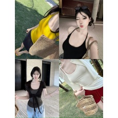 批发Laareetoo 自带胸垫美背挂脖吊带背心女夏季设计感性感辣妹上衣