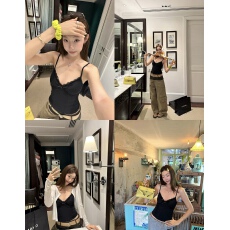 批发Ranwear'私有浪漫'带胸垫!蕾丝边蝴蝶结微透分割线修身显身材吊带