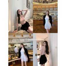 批发F PROJECT白日幻想纯欲修身斜肩肌理感褶皱拉链针织上衣