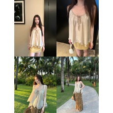 批发蝶宝嘻4.15 20:00上新云缎柔丝|天丝混纺蕾丝吊带<b class='q'>背心</b>U<b class='q'>领</b>上衣
