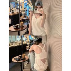 批发Tongiiuu 曲线重塑 V领工字<b class='q'>吊带</b><b class='q'>背心</b>女修身显瘦上衣夏季带胸垫