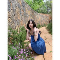 批发Fart Shop地中海花园 高弹毛织可调节吊带<b class='q'>连衣裙</b>女春夏中裙