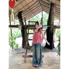 批发PtonUmi恋恋悸动 提花棉蕾丝花边短袖<b class='q'>衬衫</b>女夏法式方领泡泡袖上衣