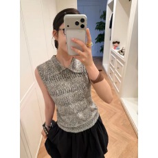 批发MultiMath小丁宝莉/花纱<b class='q'>马甲</b>/修身针织上衣翻领休闲无袖背心女