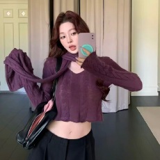 批发HOLDER<b class='q'>韩国</b>2026新款温柔风麻花针织衫女早秋软糯毛衣＋围巾两件套