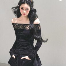 批发人棉磨毛一字肩长袖蕾丝波点T恤女韩系秋冬辣妹上衣