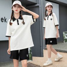 批发【原版质量】女童套装夏季运动服女大童<b class='q'>休闲</b>时髦夏装<b class='q'>短裤</b>两件套