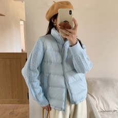 批发设计感针织袖子拼接<b class='q'>羽绒服</b><b class='q'>女</b>2026冬季新款小个子轻薄棉衣外套<b class='q'>女</b>