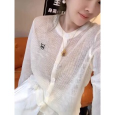 批发简约时尚休闲黑色针织长袖女2025年夏季新款轻薄镂空开衫大码上衣