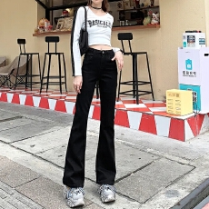 批发韩版微喇叭牛仔裤女秋冬2025年新款修身显瘦小个子拖地马蹄牛仔裤