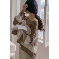 批发韩国复古麻花短款长袖条纹防晒<b class='q'>针织衫</b>上衣薄款宽松设计感<b class='q'>罩衫</b>女