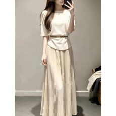 批发针织上衣配半身裙女2026<b class='q'>春</b>夏新款高腰显瘦缎面长款A字包臀鱼尾裙