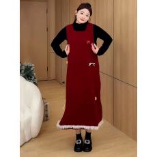 批发<b class='q'>大码</b>圣诞<b class='q'>打底衫</b>背心裙两件套女秋冬胖mm梨型身材巨好看穿搭一整套