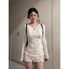 批发原版面料 美式星星满印翅膀刺绣长袖t恤女春秋修身辣妹<b class='q'>打底衫</b>上衣