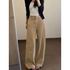 批发美式卡其阔腿牛仔裤女2025<b class='q'>夏</b>季新款高腰宽松显瘦多巴胺休闲直筒裤