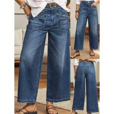 批发希音/temu/TK/<b class='q'>欧美</b>跨境高腰直筒阔腿牛仔<b class='q'>裤</b>女士日常舒适四季女