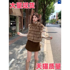 批发复古风立领仿貂皮<b class='q'>马甲</b>女气质保暖无袖毛毛外套