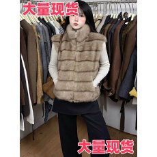 批发2025冬上新 韩系复古立领仿貂毛<b class='q'>马甲</b>女拉链无袖叠穿坎肩毛绒外套