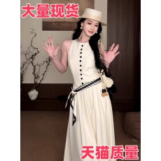 批发早春漂亮连衣裙女2026新款春季白色无袖长款<b class='q'>背心</b>裙子夏