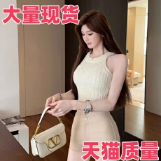 批发纯欲风坑条挂脖针织吊带背心女夏外穿修身显瘦泰国绝美辣妹小<b class='q'>上衣</b>