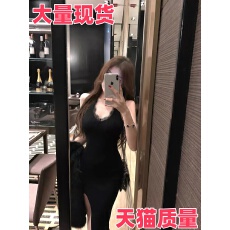 批发蕾丝拼接针织吊带包臀裙内搭打底连衣裙女