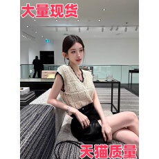 批发手工钩织撞色边法式小香针织坎肩背心女夏季新款<b class='q'>镂空</b>V领无袖上衣