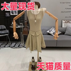 批发韩版复古简约风假两件拼接设计感<b class='q'>修身</b>显瘦百搭洋气无袖连衣裙<b class='q'>女</b>