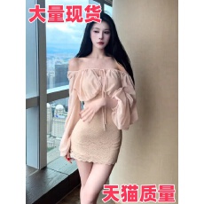 批发【模特原版】法式蕾丝连衣裙女夏季新款雪纺拼接包臀裙长袖气质裙
