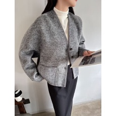 批发真羊毛！小香风双面羊绒大衣女高级感短款秋冬气质百搭羊毛呢外套
