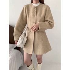 批发25年新款<b class='q'>双面</b>羊毛<b class='q'>大衣</b>女中长款韩版呢子<b class='q'>大衣</b>圆领外套