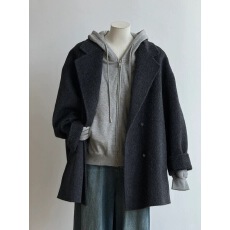 批发韩系<b class='q'>西装</b>领呢子大衣女2025秋冬新款毛呢短外套