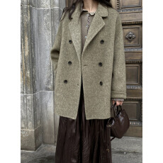 批发真羊毛!双面羊毛大衣连帽短款宽松时尚女装秋冬新款