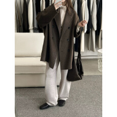 批发真羊毛!韩系呢子大衣女2025秋冬新款毛呢外套高级感小个子