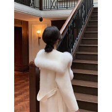 批发真羊毛!2025秋冬新款双面羊毛大衣中长款毛呢外套狐狸毛皮草