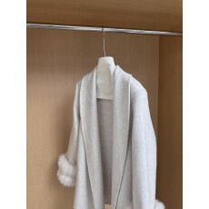 批发欧洲站大狐狸袖口毛双面羊毛呢子大衣外套系带<b class='q'>显瘦</b>