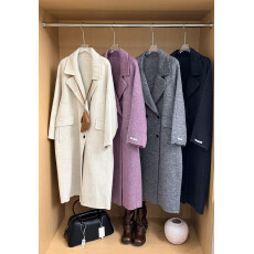 批发真羊毛!韩版立领双面羊毛大衣女2025秋冬宽松毛呢外套