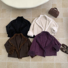 批发韩版纯色双面羊毛大衣女2025冬季<b class='q'>新款</b>高级感小个子呢外套