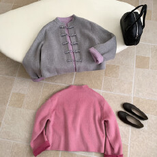 批发新中式国风双面呢羊毛大衣温柔盘扣长袖<b class='q'>女装</b>毛呢外套