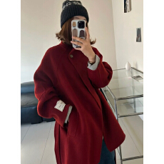 批发真羊毛!高级感蓝色双面羊毛大衣女2025新款时尚外套气质独特