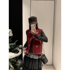 批发真羊毛!新中式毛呢新款改良国风双面呢羊毛马甲