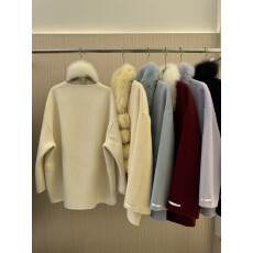 批发25新款气质百搭真狐狸毛围脖<b class='q'>双面</b>羊毛<b class='q'>大衣</b>毛呢外套