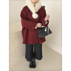 批发狐狸毛领<b class='q'>双面</b>呢羊毛<b class='q'>大衣</b>女冬2025新款高级感毛呢外套