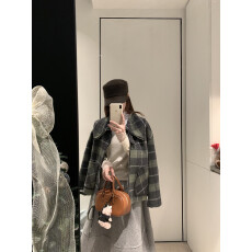 批发<b class='q'>双面</b>羊毛<b class='q'>大衣</b>女短款小个子2025新款复古格子毛呢外套