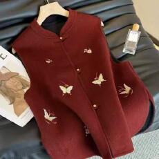 批发爆款红色喜庆<b class='q'>马夹</b>2026新款国风新中式时尚轻奢无袖女